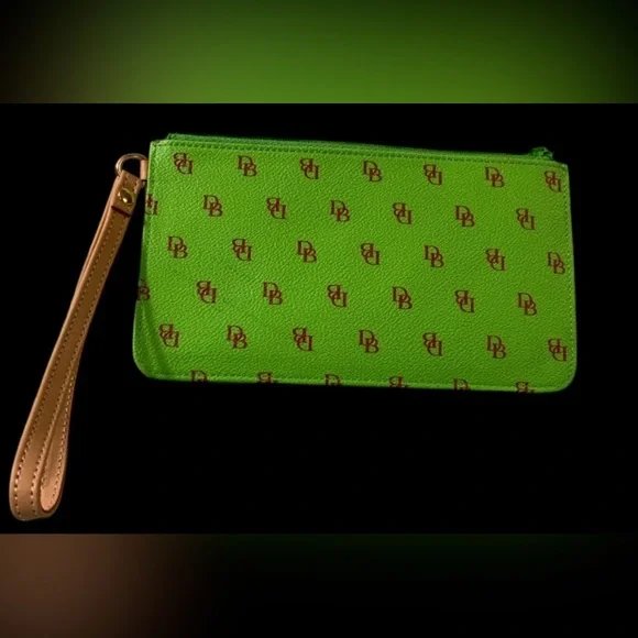 Dooney & Bourke Lime Green Logo Wristlet - Picture 2 of 8